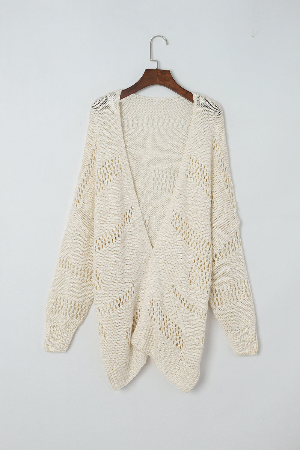 Openwork Open Front Long Sleeve Cardigan