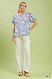 Umgee Floral Button-Front Short Sleeve Shirt 100100097331745 49 Affordable Fashion Under $100 Jerry's Apparel 