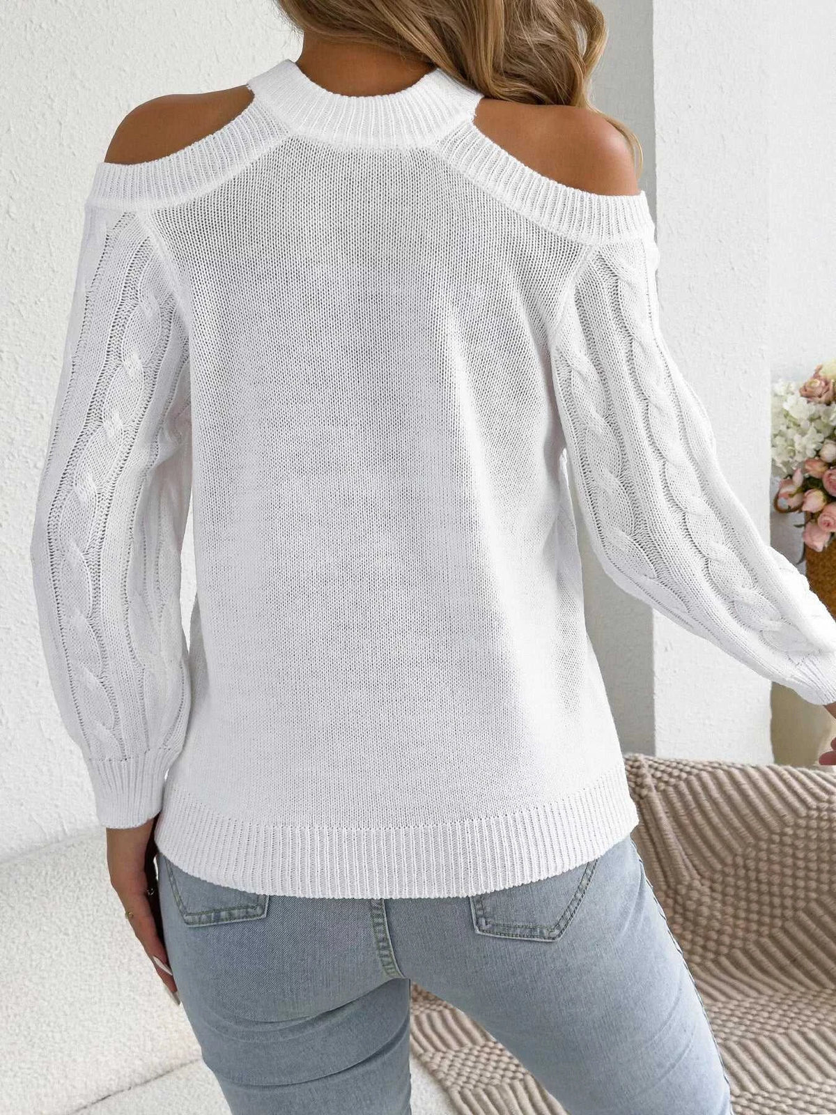 Cold Shoulder Cable Knit Sweater 101002208238460 36 Affordable Fashion Under $100 Jerry's Apparel 