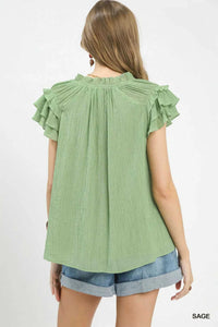 Umgee Ruffled Flutter Sleeve Textured Blouse 100100038181703 49 Affordable Fashion Under $100 Jerry's Apparel 