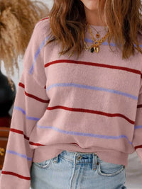 Striped Round Neck Drop Shoulder Sweater 100100236588407 34 Affordable Fashion Under $100 Jerry's Apparel 