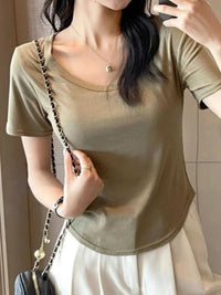 Plus Size Round Neck Short Sleeve T-Shirt 100100816232037 16 Affordable Fashion Under $100 Jerry's Apparel 