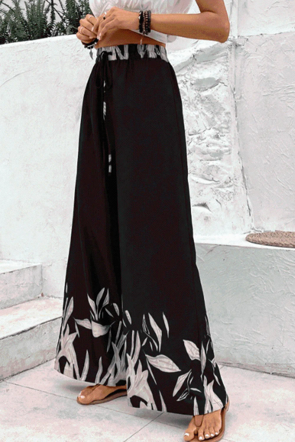 Drawstring High Waist Relax Fit Pants