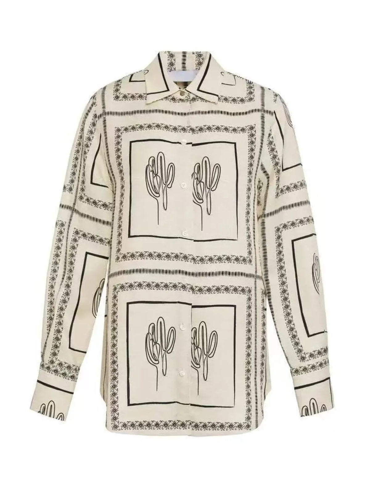 Printed Button Up Shirt and Pants Set