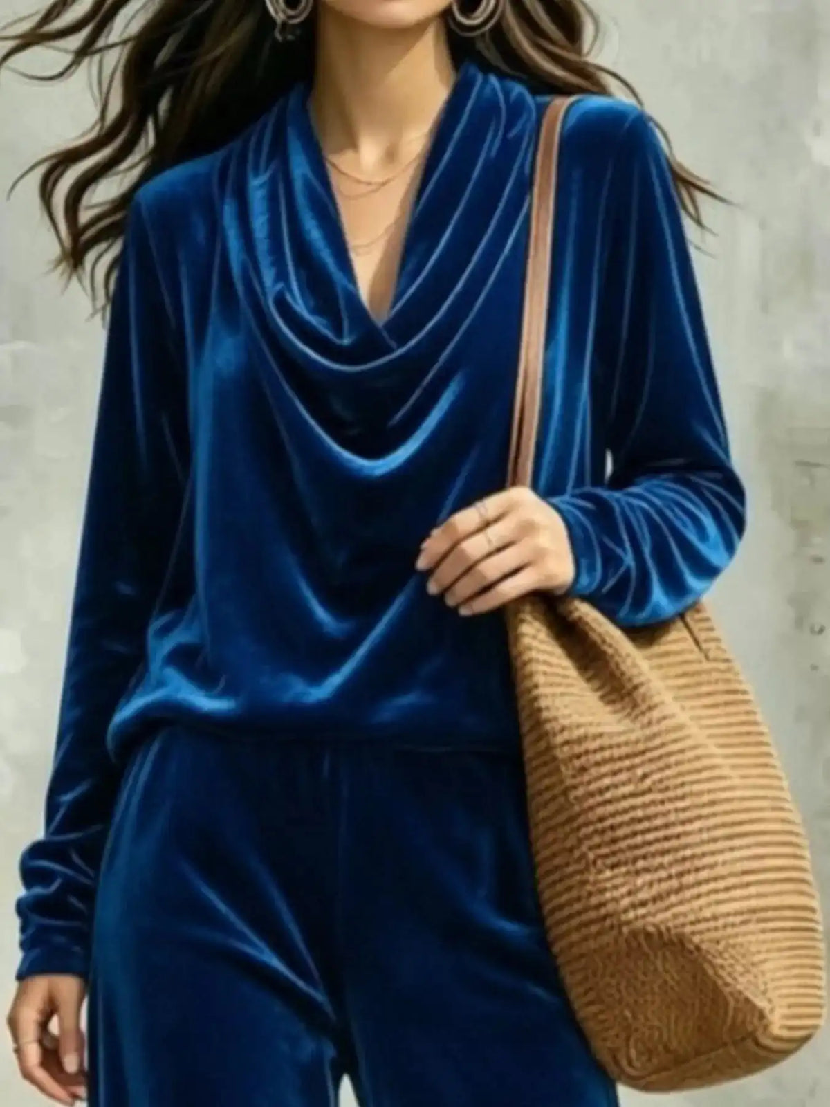 Full Size Velvet Cowl Neck Top and Pants Set Plus Size 101001490771294 53 Affordable Fashion Under $100 Jerry's Apparel 