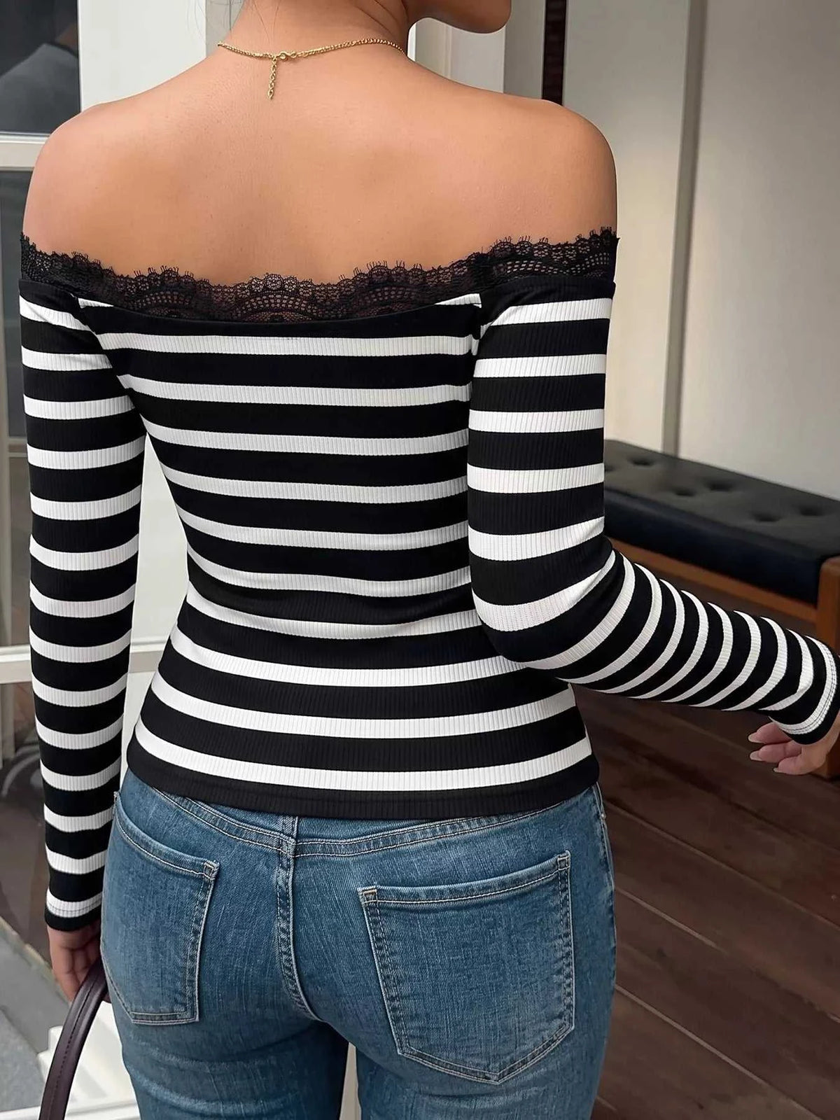 Lace Detail Off Shoulder T-Shirt 100100113285824 26 Affordable Fashion Under $100 Jerry's Apparel 
