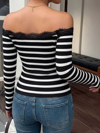 Lace Detail Off Shoulder T-Shirt 100100113285824 26 Affordable Fashion Under $100 Jerry's Apparel 