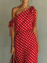 Full Size Polka Dot One-Shoulder Maxi Dress with Tie Details Plus Size 100100717941422 28 Gifts for Her Jerry's Apparel 