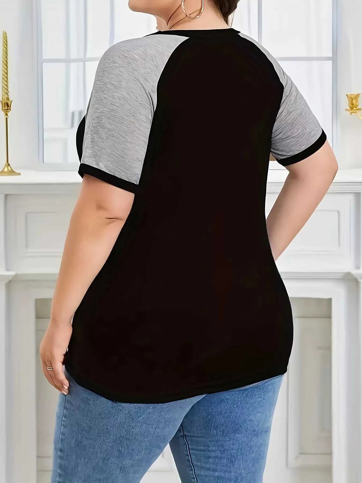 Plus Size Casual Color Block Raglan Sleeve T-Shirt 100100822855703 26 Affordable Fashion Under $100 Jerry's Apparel 