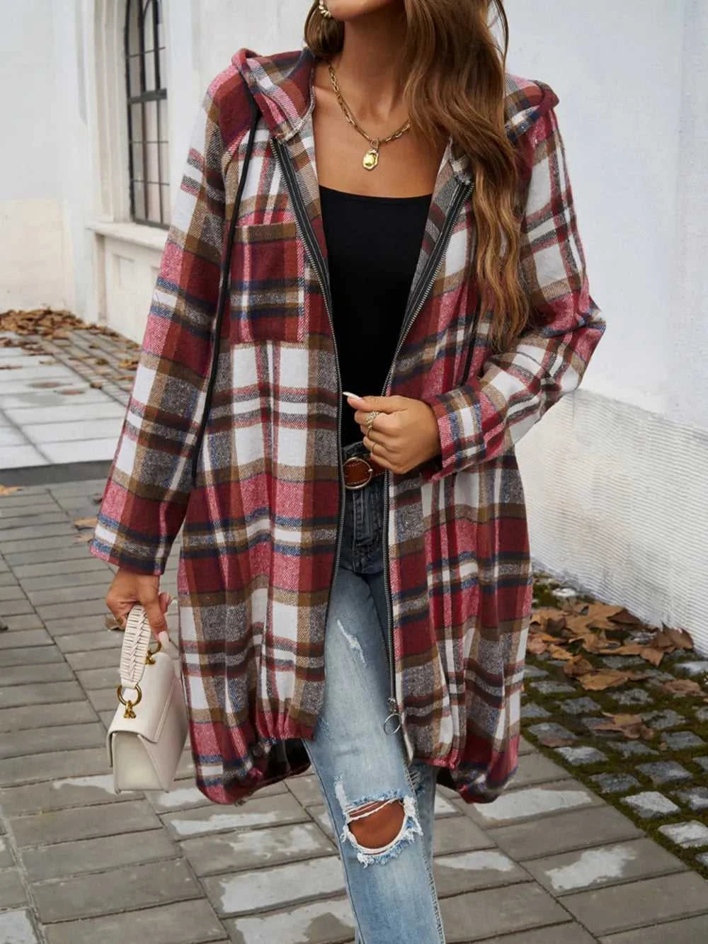 Devine Plaid Zip Up Hooded Coat 100100313261902 47 Affordable Fashion Under $100 Jerry's Apparel 