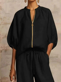 Full Size Zip-Front Top and Wide-Leg Pants Set Plus Size 101001746488777 43 Affordable Fashion Under $100 Jerry's Apparel 