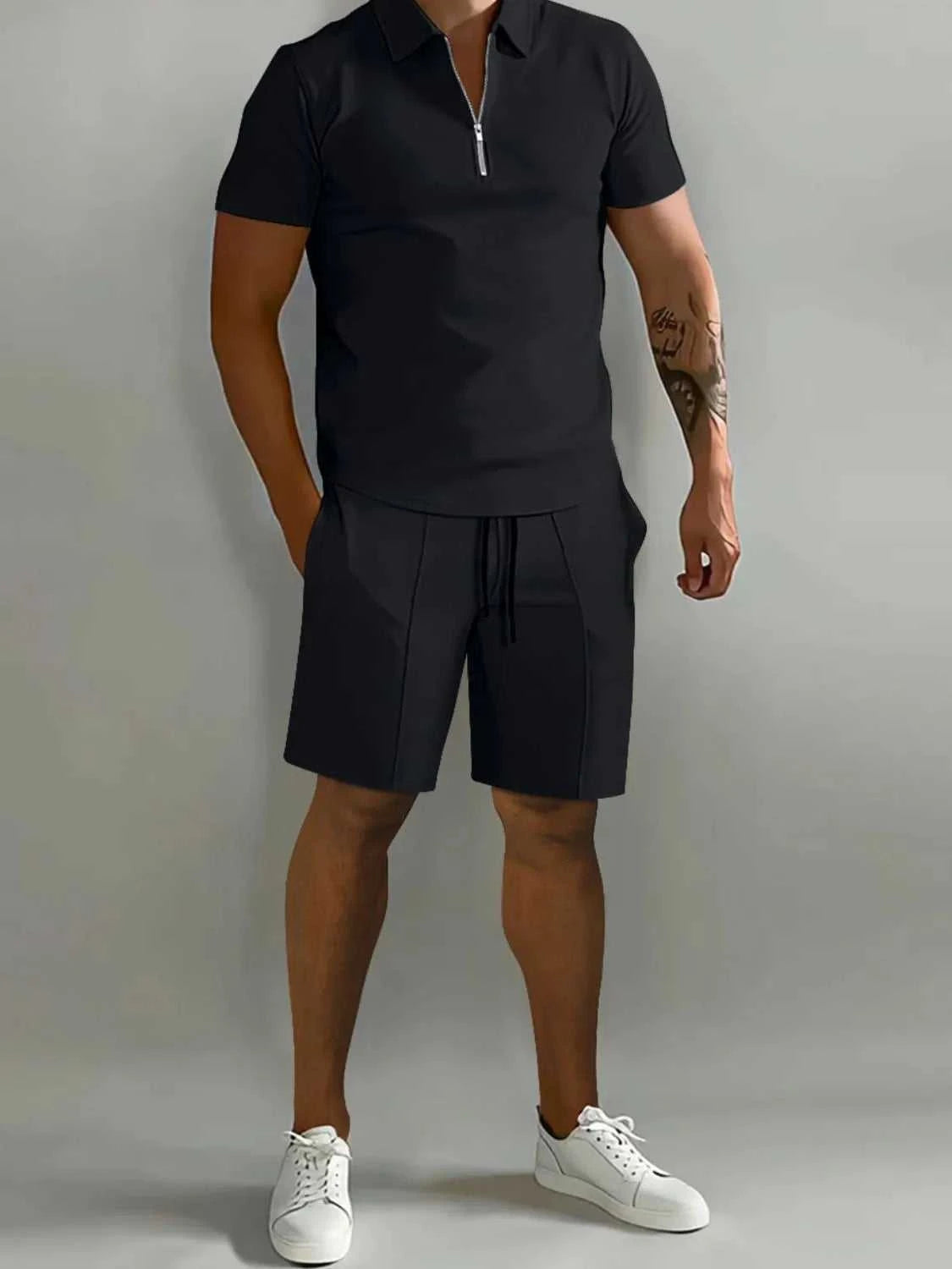 Men's Full Size Collared Neck Short Sleeve Top and Shorts Set Plus Size 100400205310003 33 Affordable Fashion Under $100 Jerry's Apparel 