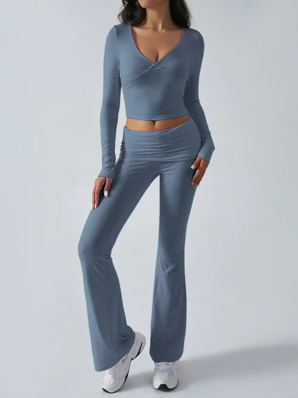 Devine Ruched Long Sleeve Top and Pants Set 100100100351065 35 Affordable Fashion Under $100 Jerry's Apparel 