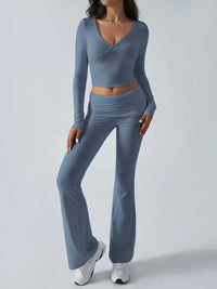 Devine Ruched Long Sleeve Top and Pants Set 100100100351065 35 Affordable Fashion Under $100 Jerry's Apparel 