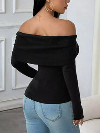 Elegant Off-Shoulder Slim-Fit Ribbed Knit Top 101001068024834 61 Affordable Fashion Under $100 Jerry's Apparel 
