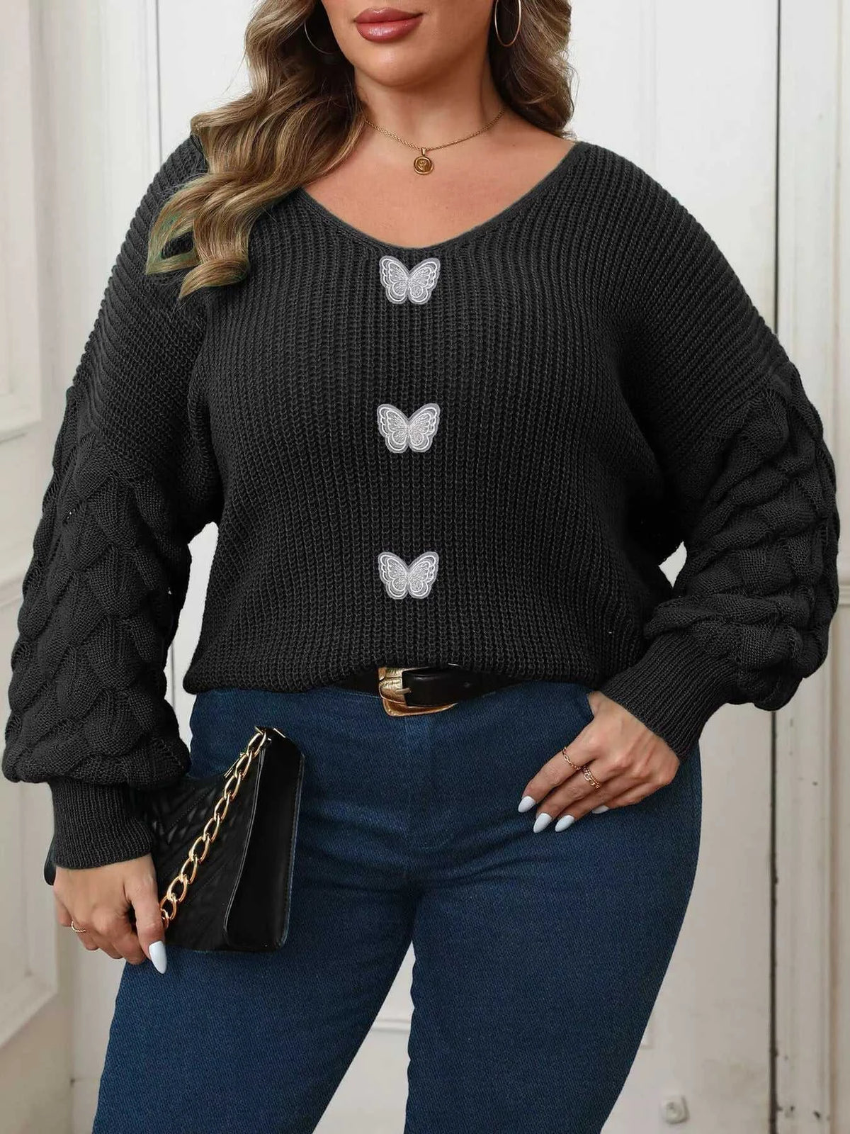 Plus Size Butterfly Dropped Shoulder Sweater 101002956712112 41 Affordable Fashion Under $100 Jerry's Apparel 