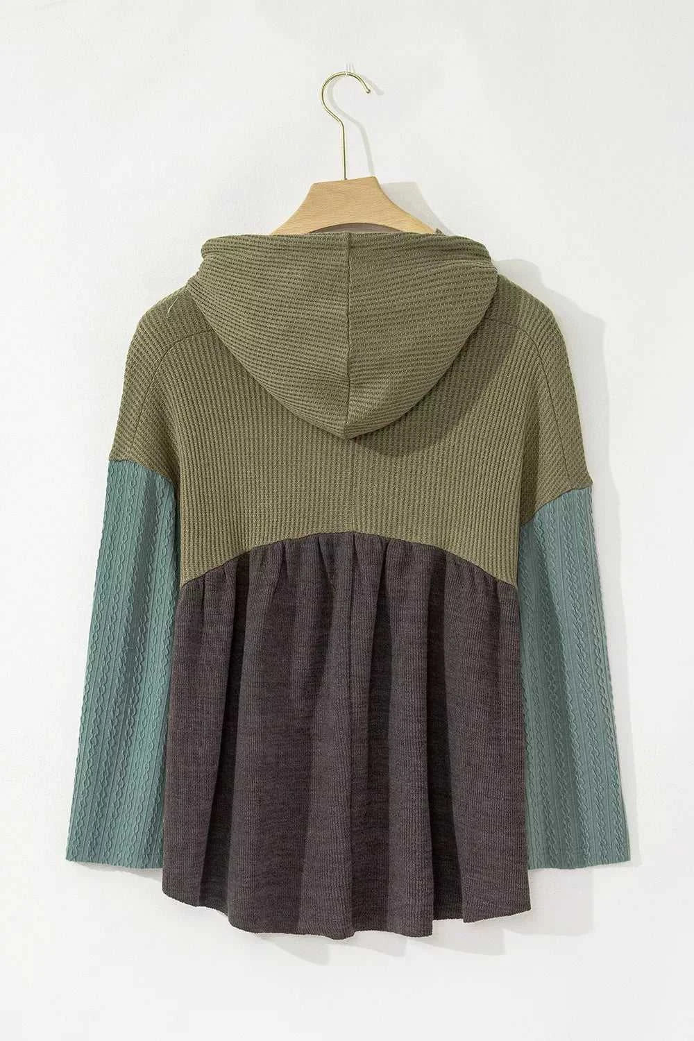 Color Block Waffle Knit Raw Hem Hoodie 100100959651354 43 Affordable Fashion Under $100 Jerry's Apparel 