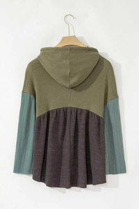 Color Block Waffle Knit Raw Hem Hoodie 100100959651354 43 Affordable Fashion Under $100 Jerry's Apparel 