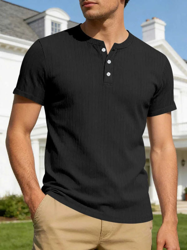 Men's Full Size Casual Ribbed Henley T-Shirt Plus Size 100400605279484 23 Affordable Fashion Under $100 Jerry's Apparel 