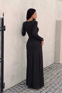 V-Neck Lace Trim Long Sleeve Tie-Waist Maxi Dress 101001905561104 36 Affordable Fashion Under $100 Jerry's Apparel 