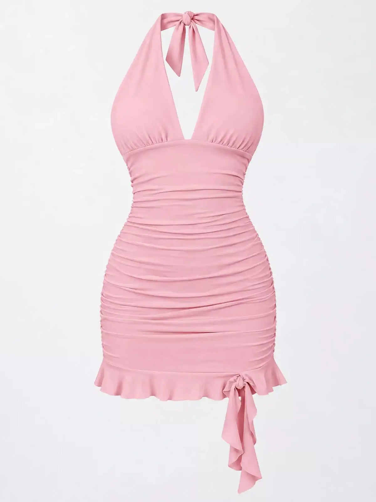 Ruched Halter Neck Bodycon Mini Dress 101001241020171 35 Gifts for Her Jerry's Apparel 