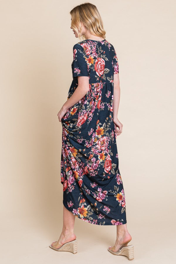 Floral Short Sleeve Maxi Dress