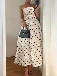 Polka Dot Strapless Midi Dress 100100560352831 30 Affordable Fashion Under $100 Jerry's Apparel 