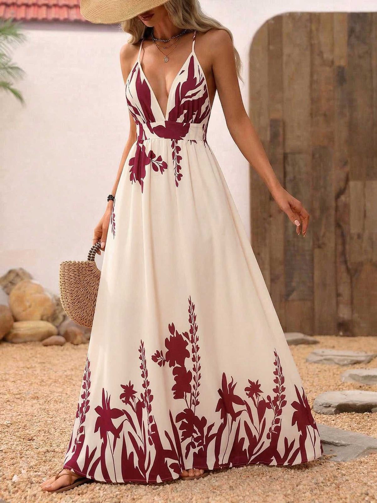 Deep V-Neck Spaghetti Strap Maxi Dress 100100329604246 37 Affordable Fashion Under $100 Jerry's Apparel 