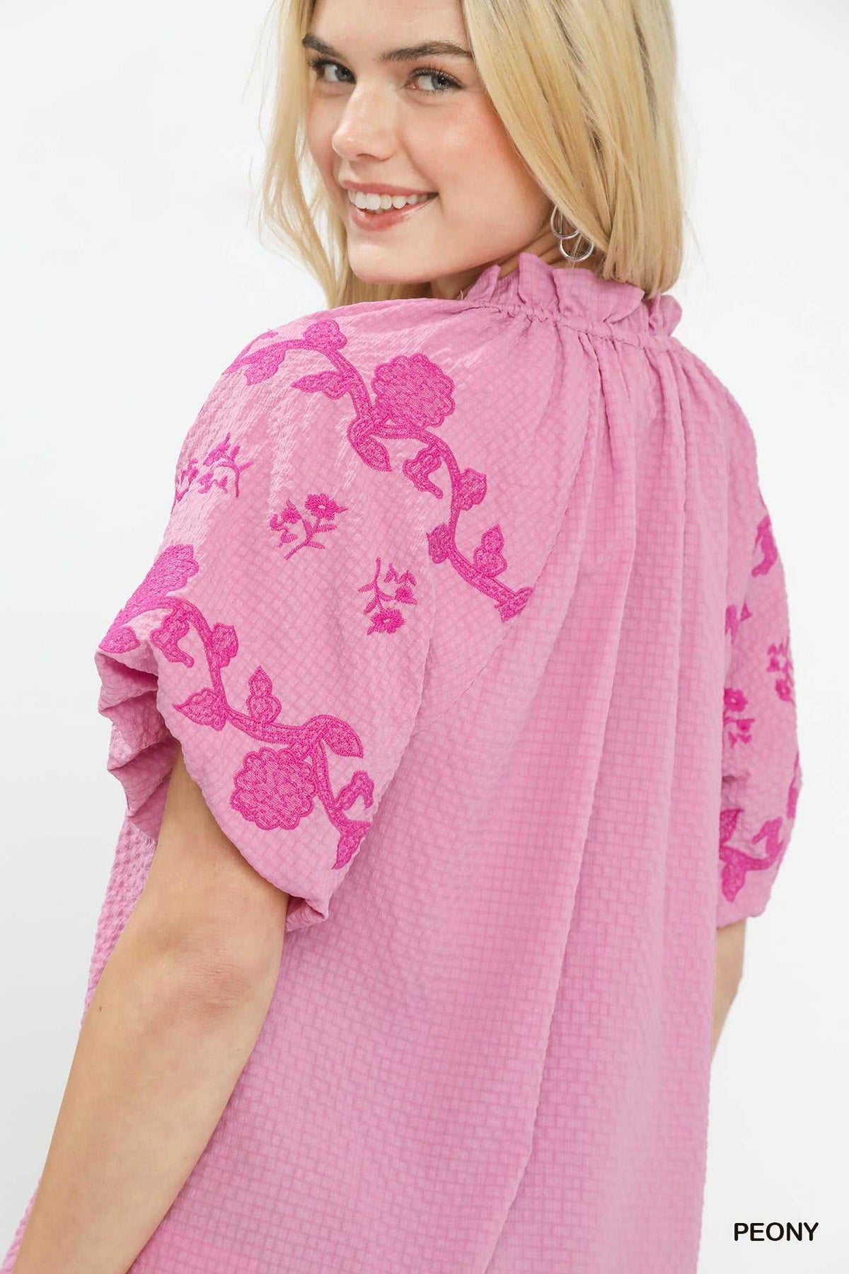 Umgee Embroidered Textured Flutter Sleeve Top 100100882801446 57 Affordable Fashion Under $100 Jerry's Apparel 