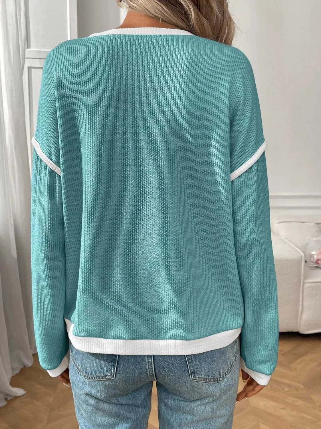 Ribbed Knit Contrast Trim Sweater 100100032701989 29 Affordable Fashion Under $100 Jerry's Apparel 