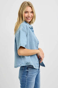 RISEN Oversized Half Sleeve Cropped Shirt 100100520631940 60 Affordable Fashion Under $100 Jerry's Apparel 
