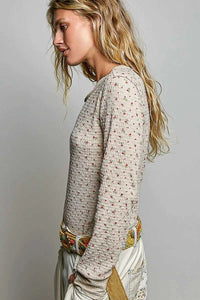 POL Ribbed Knit Floral Crew Neck Long Sleeve Top 100100134051906 62 Affordable Fashion Under $100 Jerry's Apparel 