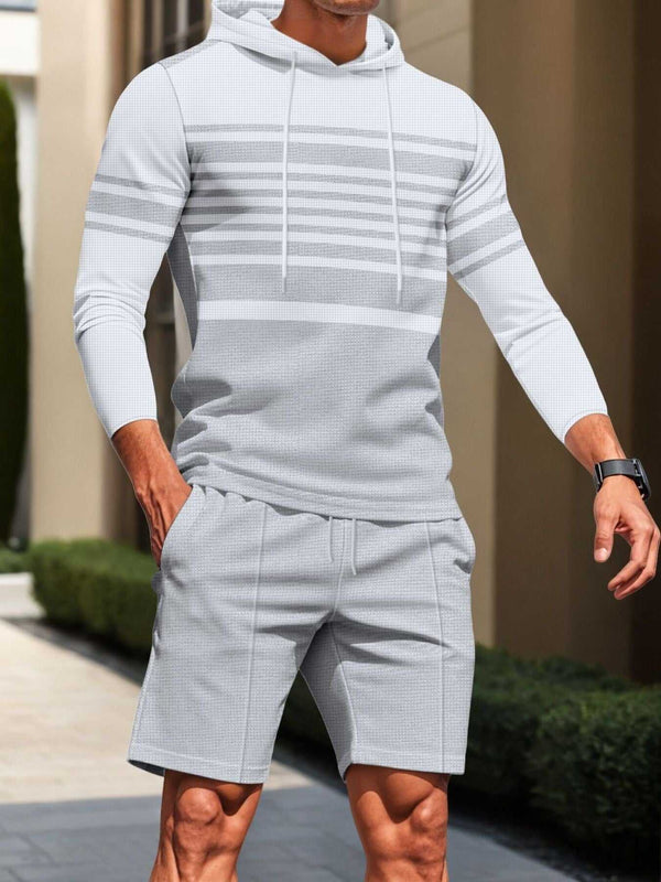 Men's Full Size Striped Hoodie & Shorts Casual Set Plus Size 100400695113580 41 Affordable Fashion Under $100 Jerry's Apparel 