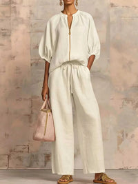 Full Size Zip-Front Top and Wide-Leg Pants Set Plus Size 101001746488777 43 Affordable Fashion Under $100 Jerry's Apparel 