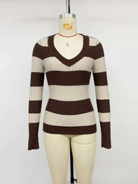 Striped V-Neck Knit Top 100100260743516 41 Affordable Fashion Under $100 Jerry's Apparel 
