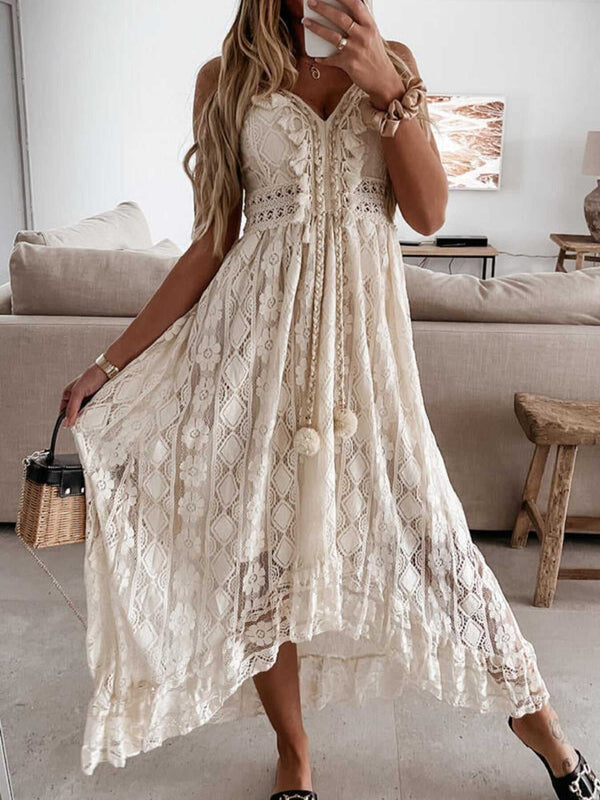 Full Size Ruffled Lace V-Neck Maxi Dress Plus Size 100100127756908 51 Affordable Fashion Under $100 Jerry's Apparel 