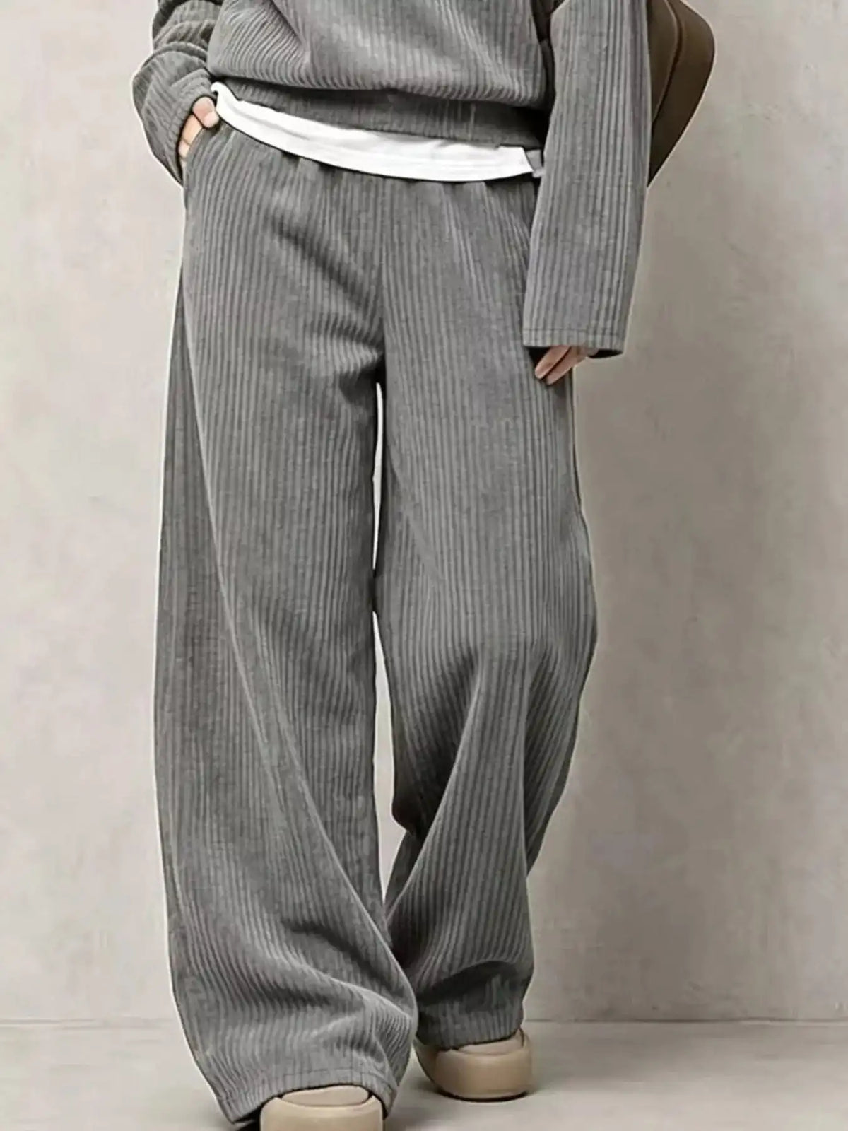 Corduroy Button Detail Top and Wide-Leg Pants Set 101001305640558 63 Affordable Fashion Under $100 Jerry's Apparel 