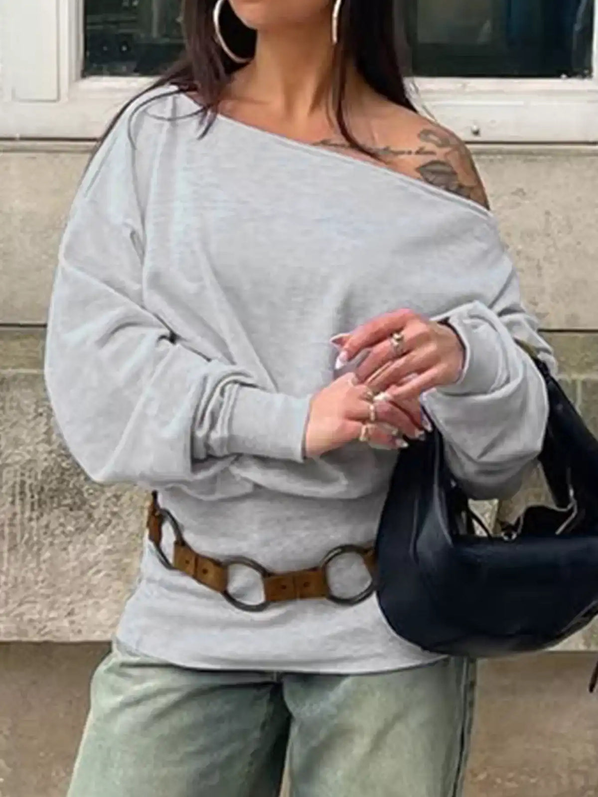 One Shoulder Long Sleeve Casual T-Shirt 101001071490634 47 Affordable Fashion Under $100 Jerry's Apparel 