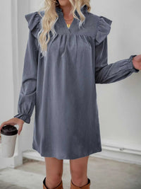 Ruffled Notched Flounce Sleeve Dress 100100408732594 42 Affordable Fashion Under $100 Jerry's Apparel 