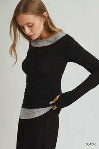 Umgee Layered Twofer Long Sleeve Top 100100420271482 42 Affordable Fashion Under $100 Jerry's Apparel 