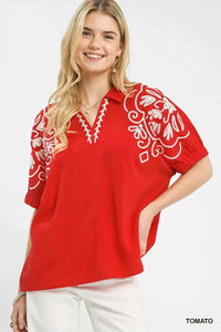 Umgee Floral Embroidered Sleeve Blouse 100100781391195 53 Affordable Fashion Under $100 Jerry's Apparel 