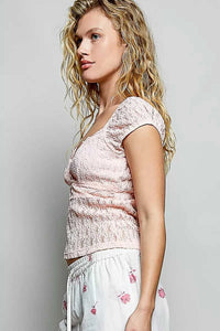 POL Sweetheart Neck Lace Short Sleeve Top 100100369331808 48 Affordable Fashion Under $100 Jerry's Apparel 