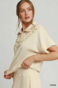 Umgee Ruffle Quarter Zip Short Sleeve Top 100100377651721 53 Affordable Fashion Under $100 Jerry's Apparel 