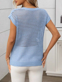 Openwork Round Neck Short Sleeve Knit Cover Up 100100244781953 22 Affordable Fashion Under $100 Jerry's Apparel 