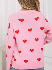 Valentine's Day Heart Pattern Dropped Shoulder Sweater 100100193932322 48 Affordable Fashion Under $100 Jerry's Apparel 