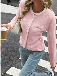Button-Front Ribbed Long Sleeve Cardigan 100100873409689 56 Women's Sweaters and Knitwear Jerry's Apparel 