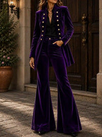 Velvet Double-Breasted Blazer and Flare Pants Set 101001710079074 99 Affordable Fashion Under $100 Jerry's Apparel 