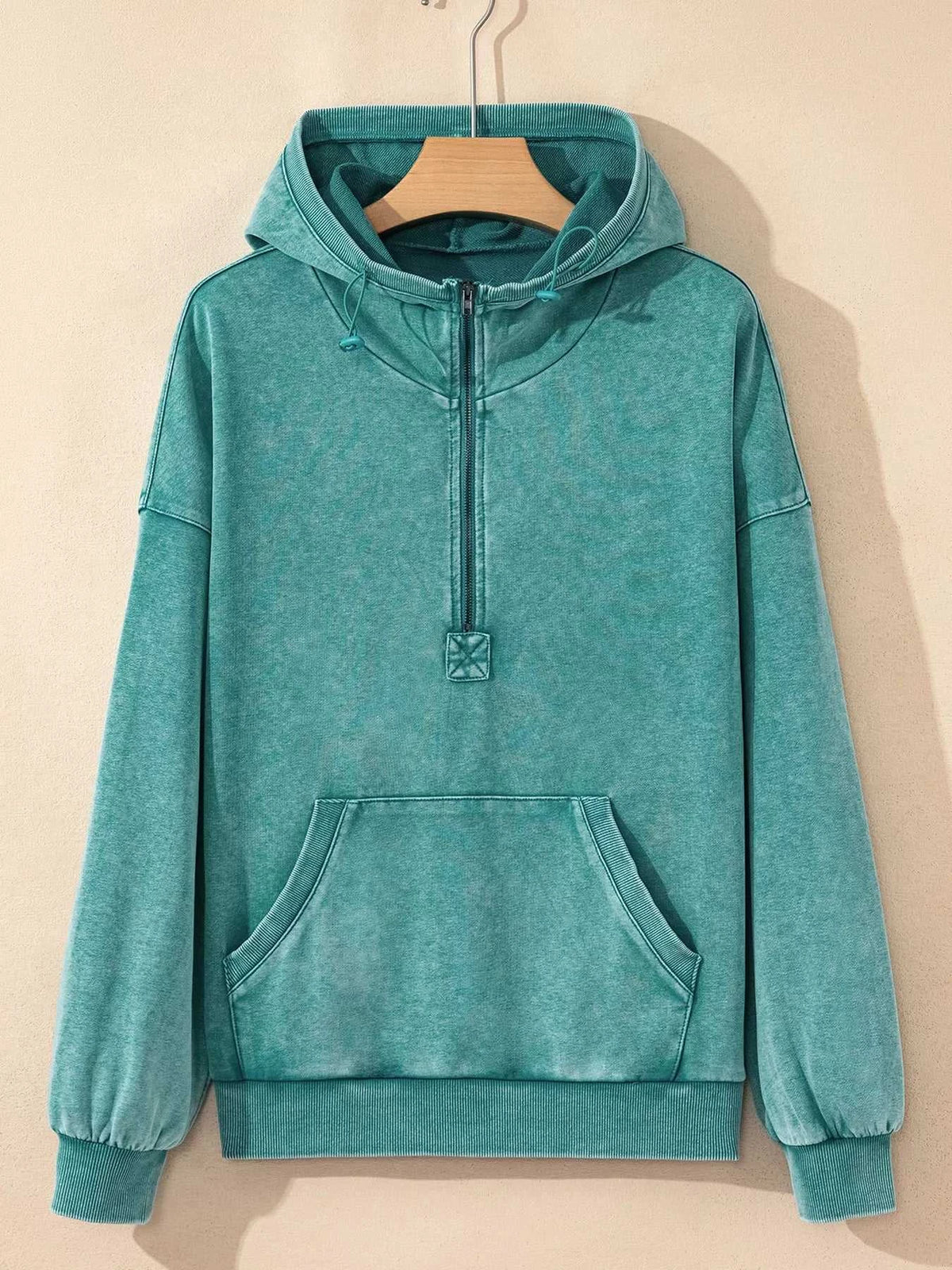Half Zip Kangaroo Pocket Mineral Wash Baggy Hoodie 100100749285222 73 Affordable Fashion Under $100 Jerry's Apparel 