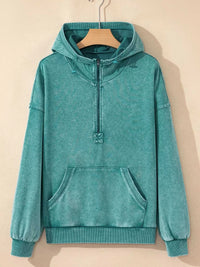 Half Zip Kangaroo Pocket Mineral Wash Baggy Hoodie 100100749285222 73 Affordable Fashion Under $100 Jerry's Apparel 