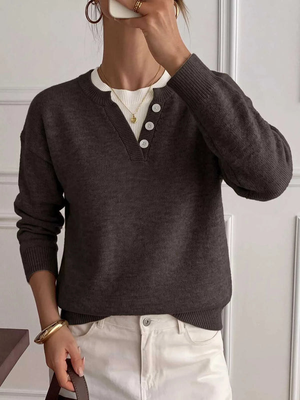 Decor Button-Placket Ribbed Knit Sweater 101002028431805 51 Affordable Fashion Under $100 Jerry's Apparel 
